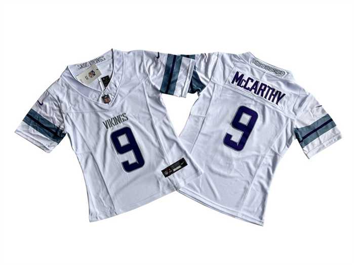 Women%27s Minnesota Vikings #9 J.J. McCarthy White 2024 F.U.S.E. Winter Warrior Limited Jersey(Run Small)